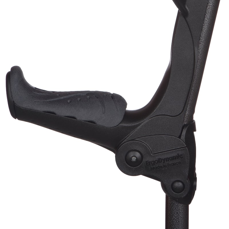 Ergonomic handle for crutch with shock absorber